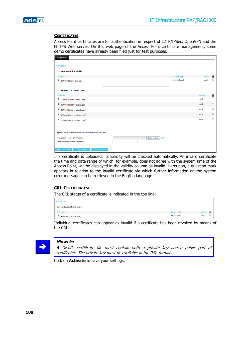 It infrastructure rap/rac1000 | ADS-TEC RAP/RAC1000 User Manual User Manual | Page 108 / 215