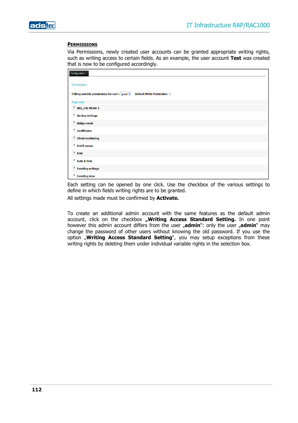 It infrastructure rap/rac1000 | ADS-TEC RAP/RAC1000 User Manual User Manual | Page 112 / 215