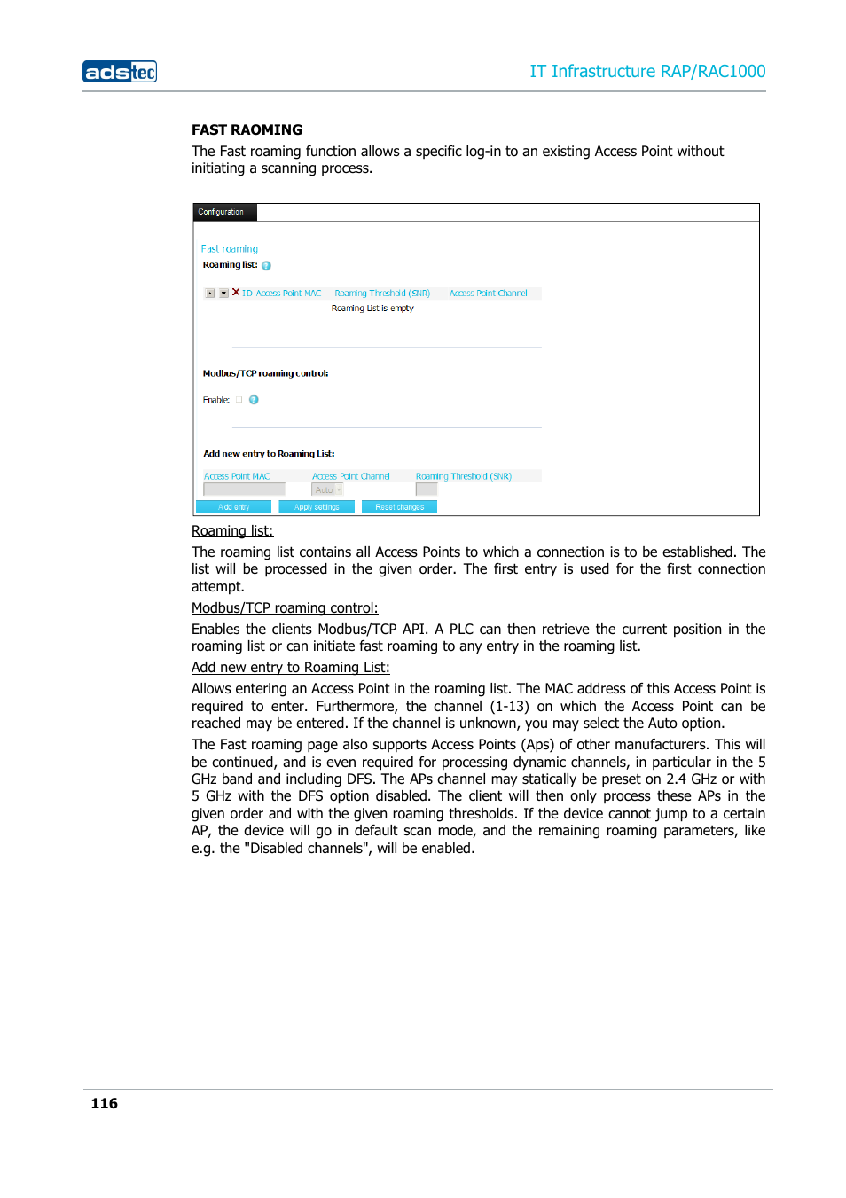 It infrastructure rap/rac1000 | ADS-TEC RAP/RAC1000 User Manual User Manual | Page 116 / 215