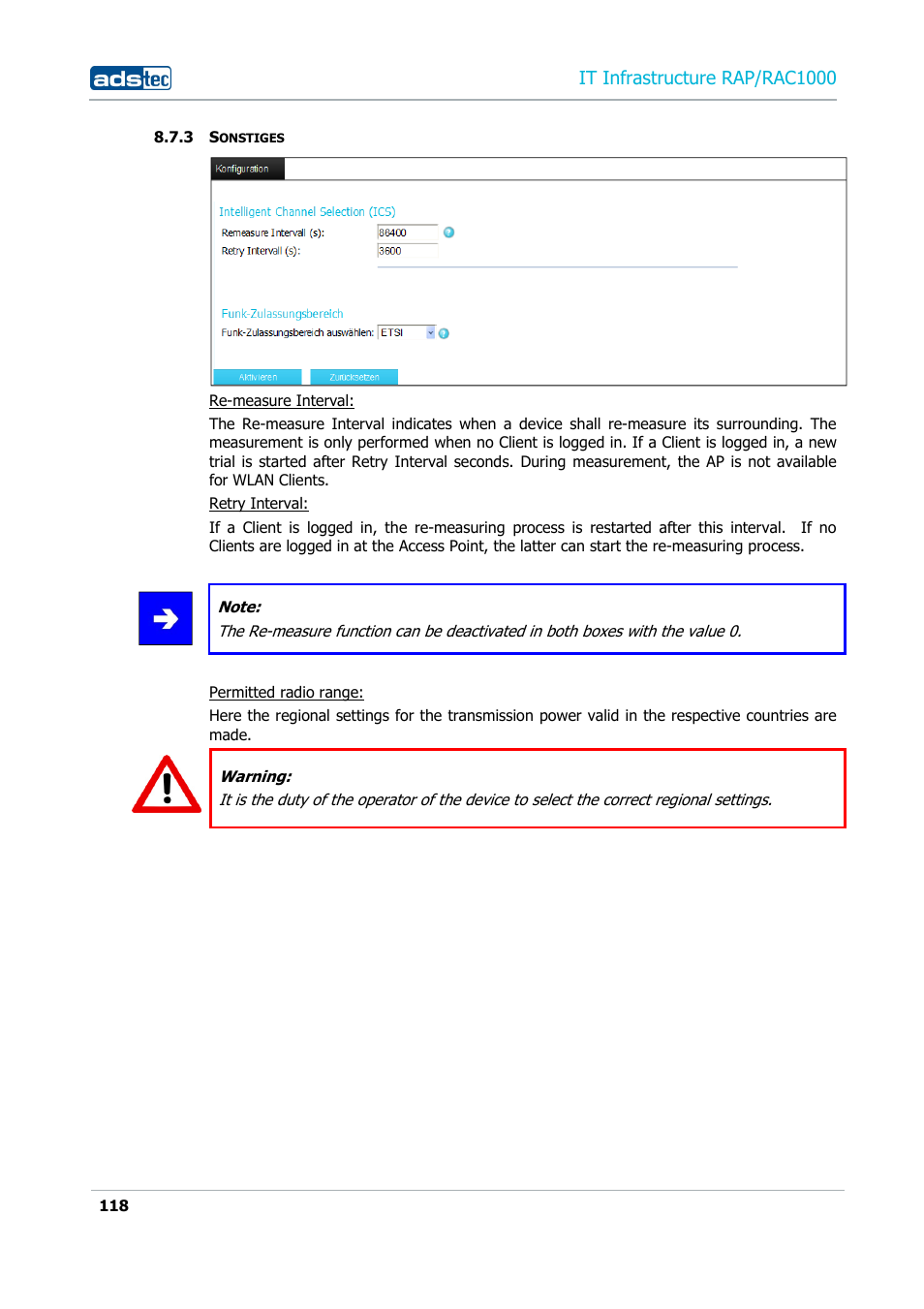 3 sonstiges, Sonstiges, It infrastructure rap/rac1000 | ADS-TEC RAP/RAC1000 User Manual User Manual | Page 118 / 215