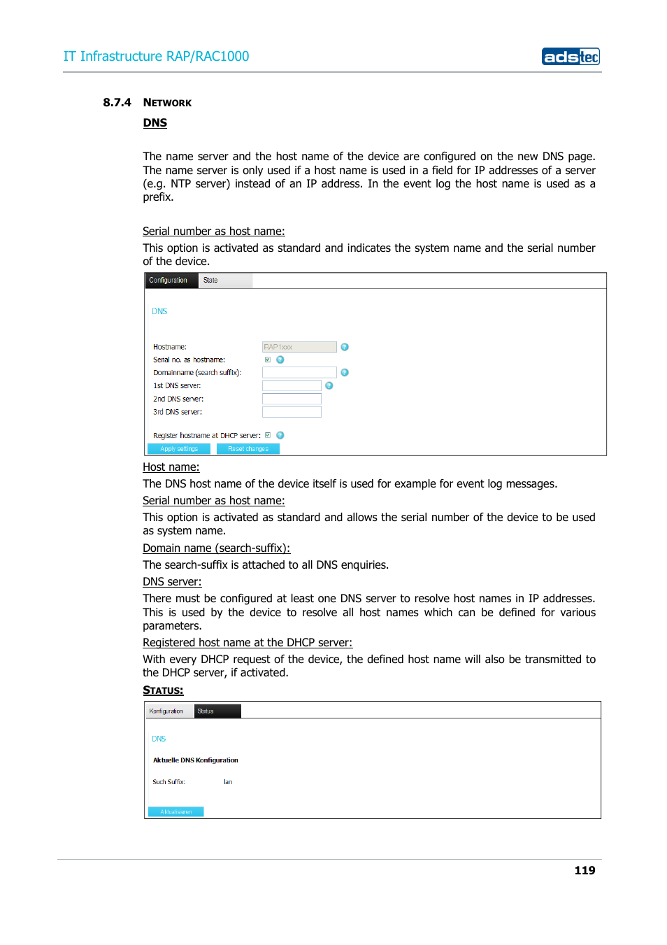 4 network, Network, It infrastructure rap/rac1000 | ADS-TEC RAP/RAC1000 User Manual User Manual | Page 119 / 215