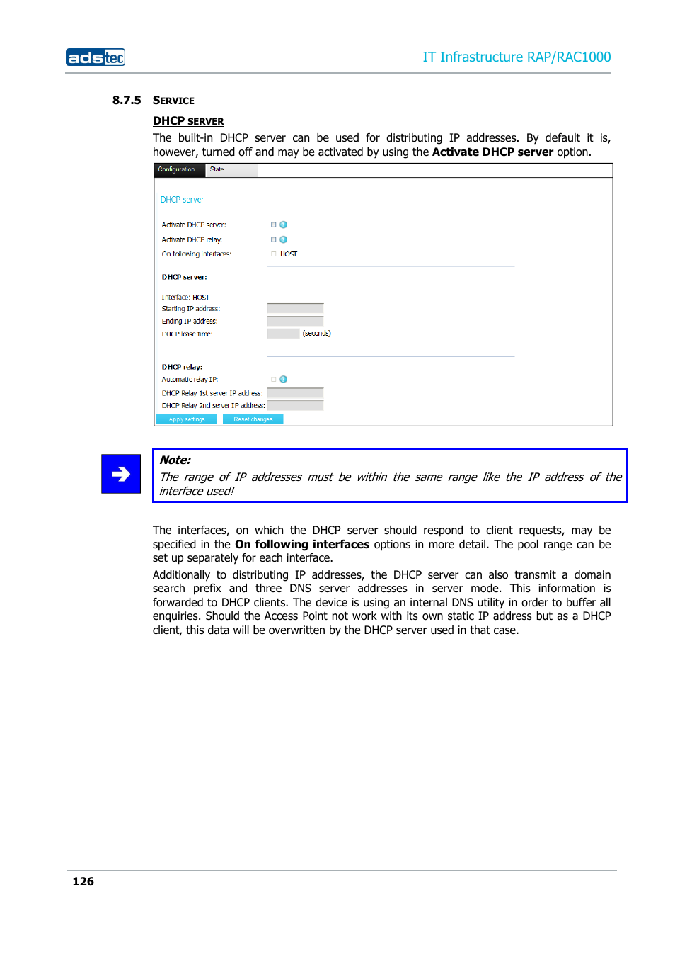 5 service, Service, It infrastructure rap/rac1000 | ADS-TEC RAP/RAC1000 User Manual User Manual | Page 126 / 215