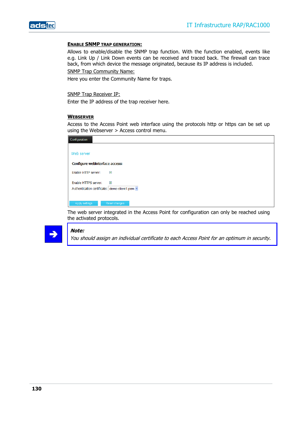 It infrastructure rap/rac1000 | ADS-TEC RAP/RAC1000 User Manual User Manual | Page 130 / 215