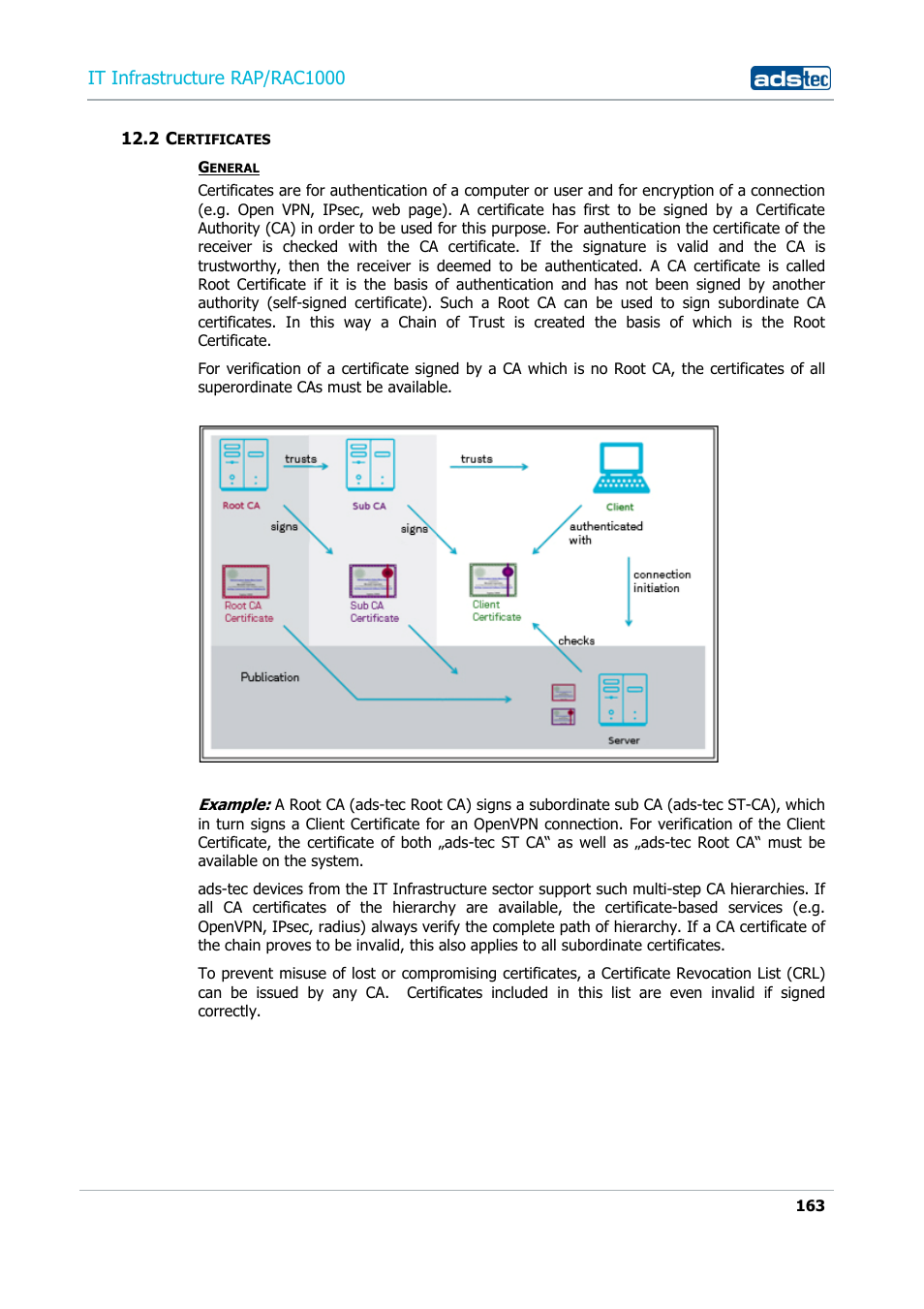 2 certificates, Ertificates, It infrastructure rap/rac1000 | ADS-TEC RAP/RAC1000 User Manual User Manual | Page 163 / 215