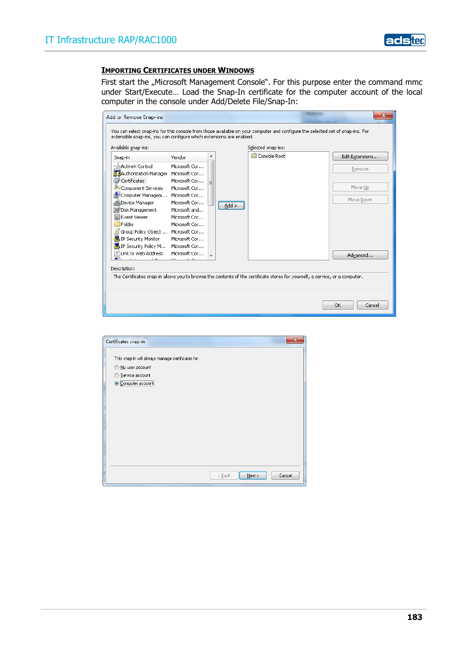 It infrastructure rap/rac1000 | ADS-TEC RAP/RAC1000 User Manual User Manual | Page 183 / 215