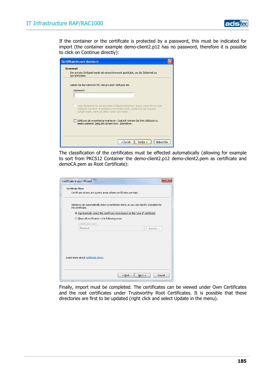It infrastructure rap/rac100 | ADS-TEC RAP/RAC1000 User Manual User Manual | Page 185 / 215