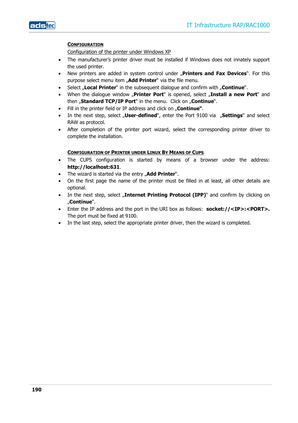 It infrastructure rap/rac1000 | ADS-TEC RAP/RAC1000 User Manual User Manual | Page 190 / 215