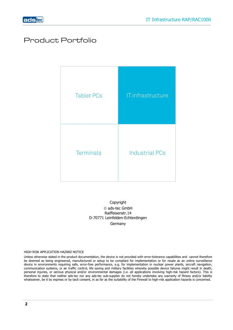 Product portfolio, It infrastructure rap/rac1000 | ADS-TEC RAP/RAC1000 User Manual User Manual | Page 2 / 215