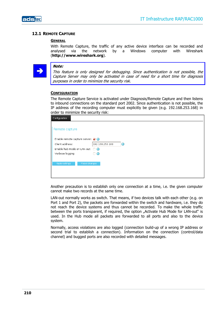 1 remote capture, Emote, Apture | It infrastructure rap/rac1000 | ADS-TEC RAP/RAC1000 User Manual User Manual | Page 210 / 215