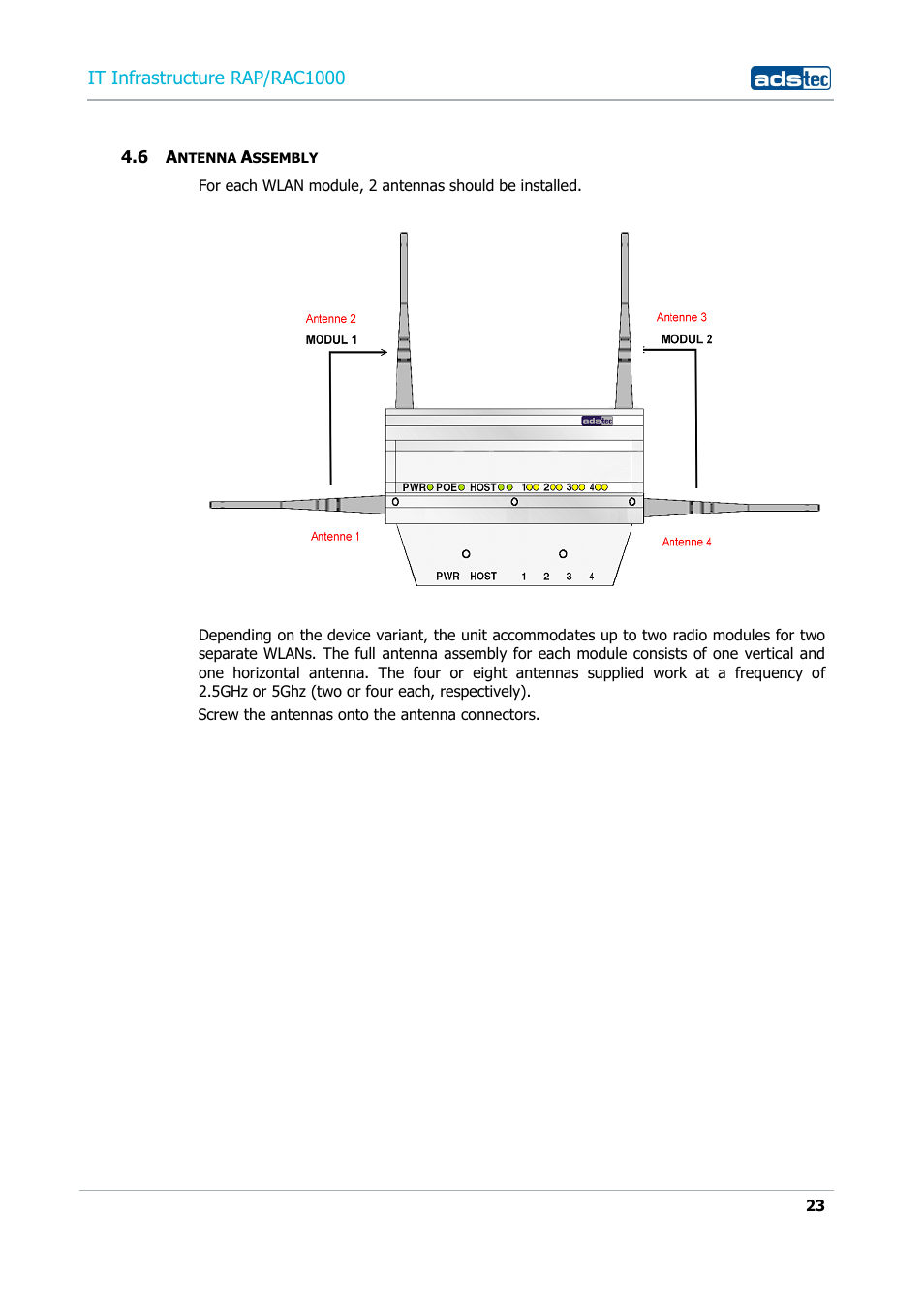6 antenna assembly, Ntenna, Ssembly | It infrastructure rap/rac1000 | ADS-TEC RAP/RAC1000 User Manual User Manual | Page 23 / 215