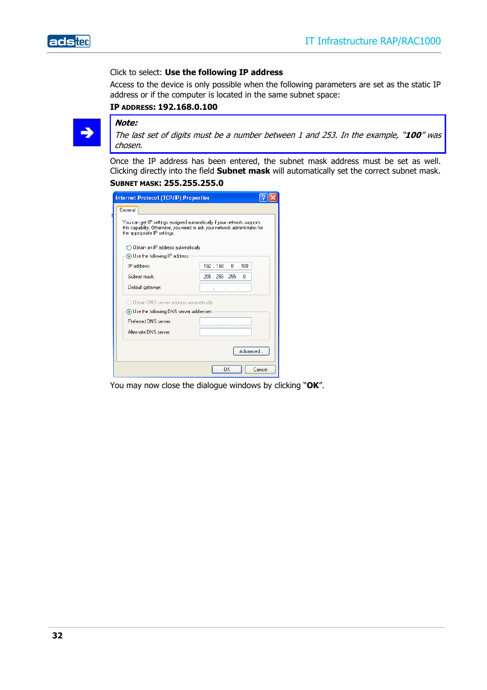 It infrastructure rap/rac1000 | ADS-TEC RAP/RAC1000 User Manual User Manual | Page 32 / 215
