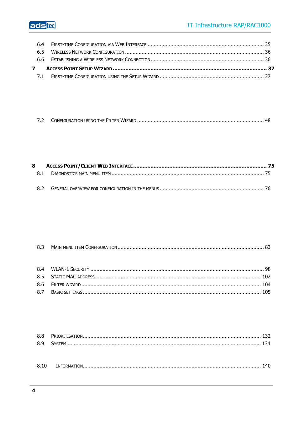 It infrastructure rap/rac1000 | ADS-TEC RAP/RAC1000 User Manual User Manual | Page 4 / 215