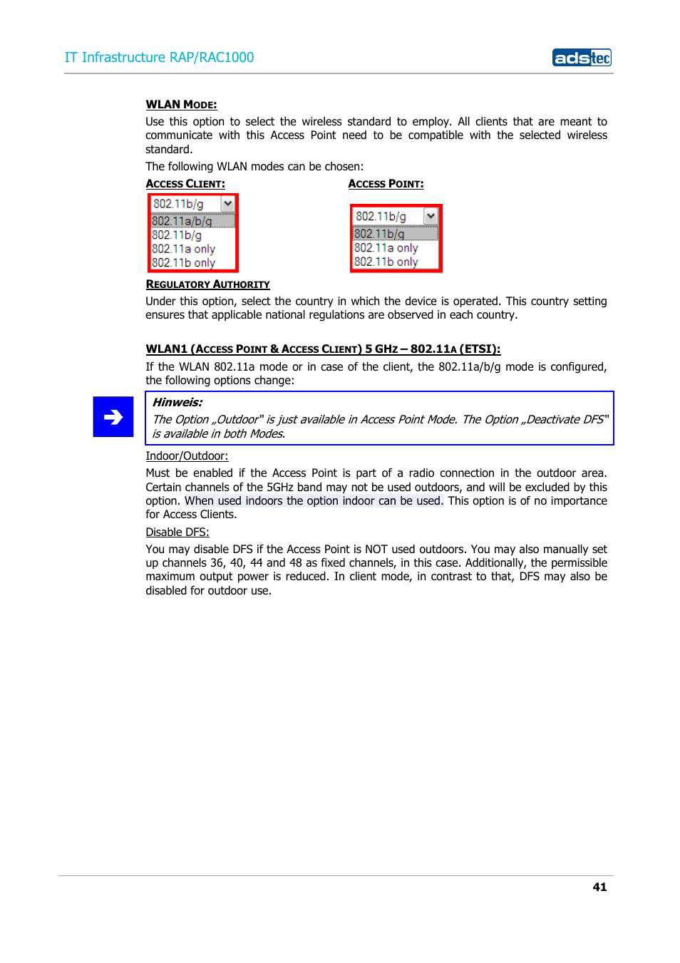 It infrastructure rap/rac1000 | ADS-TEC RAP/RAC1000 User Manual User Manual | Page 41 / 215