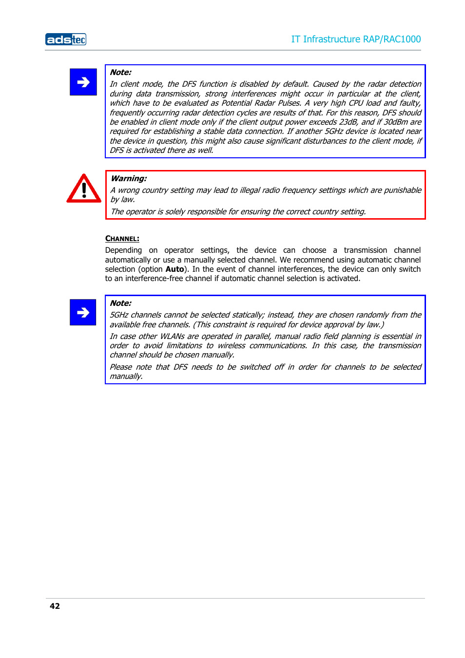 It infrastructure rap/rac1000 | ADS-TEC RAP/RAC1000 User Manual User Manual | Page 42 / 215