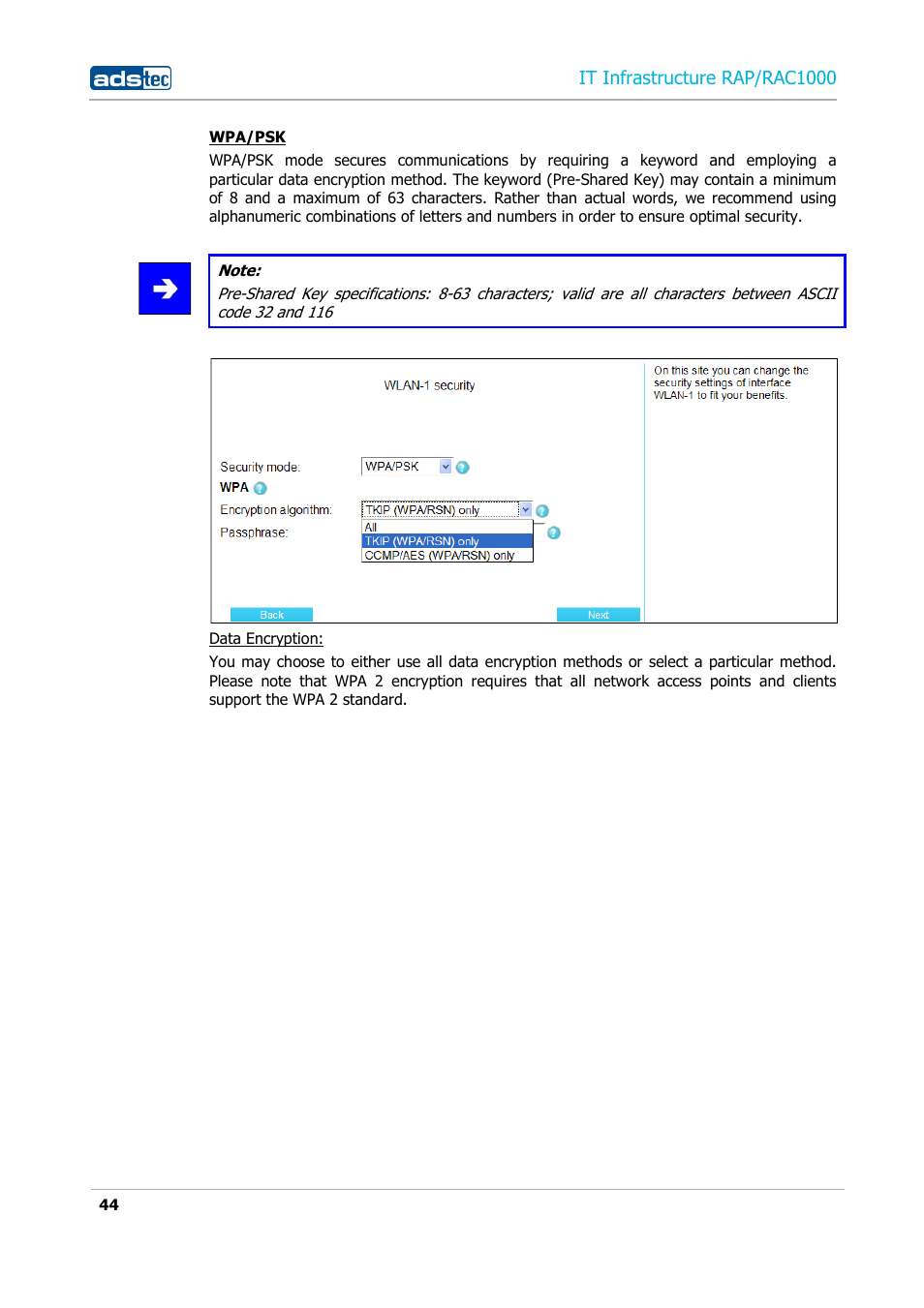 It infrastructure rap/rac1000 | ADS-TEC RAP/RAC1000 User Manual User Manual | Page 44 / 215