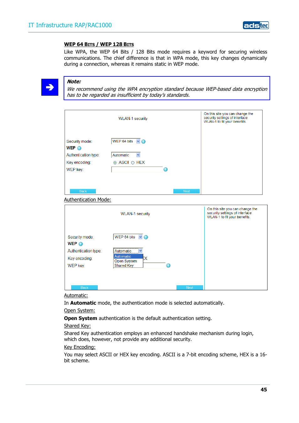 It infrastructure rap/rac1000 | ADS-TEC RAP/RAC1000 User Manual User Manual | Page 45 / 215