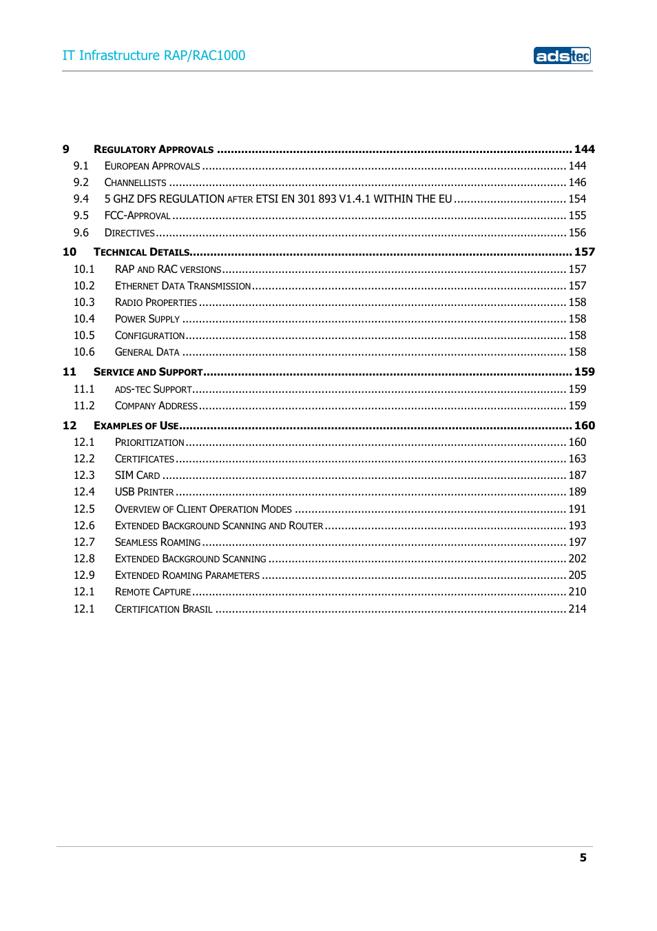 It infrastructure rap/rac1000 | ADS-TEC RAP/RAC1000 User Manual User Manual | Page 5 / 215