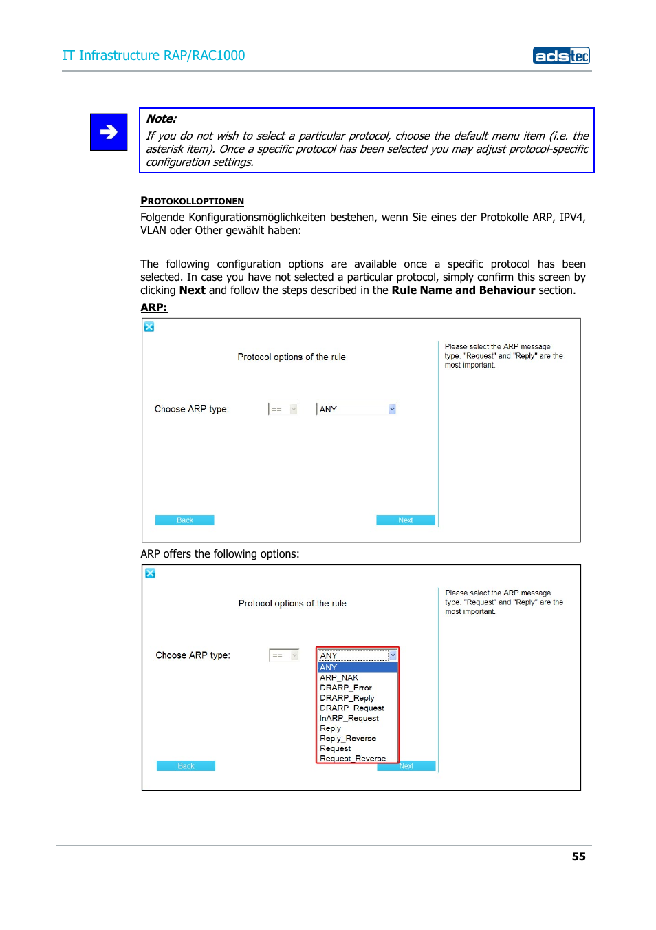 It infrastructure rap/rac1000 | ADS-TEC RAP/RAC1000 User Manual User Manual | Page 55 / 215