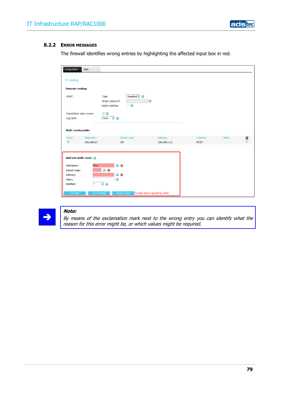 2 error messages, Error messages, It infrastructure rap/rac1000 | ADS-TEC RAP/RAC1000 User Manual User Manual | Page 79 / 215