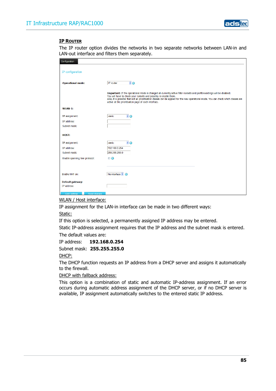 It infrastructure rap/rac1000 | ADS-TEC RAP/RAC1000 User Manual User Manual | Page 85 / 215