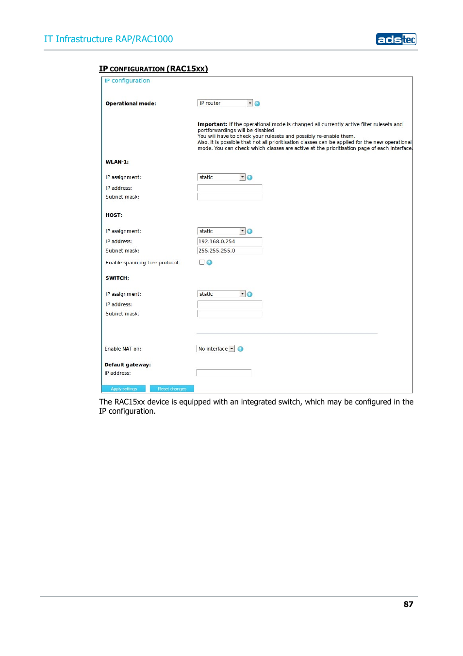 It infrastructure rap/rac1000 | ADS-TEC RAP/RAC1000 User Manual User Manual | Page 87 / 215