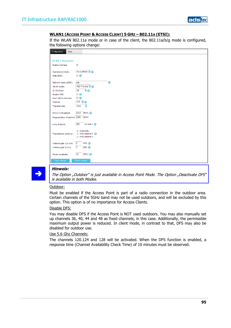 It infrastructure rap/rac1000 | ADS-TEC RAP/RAC1000 User Manual User Manual | Page 95 / 215