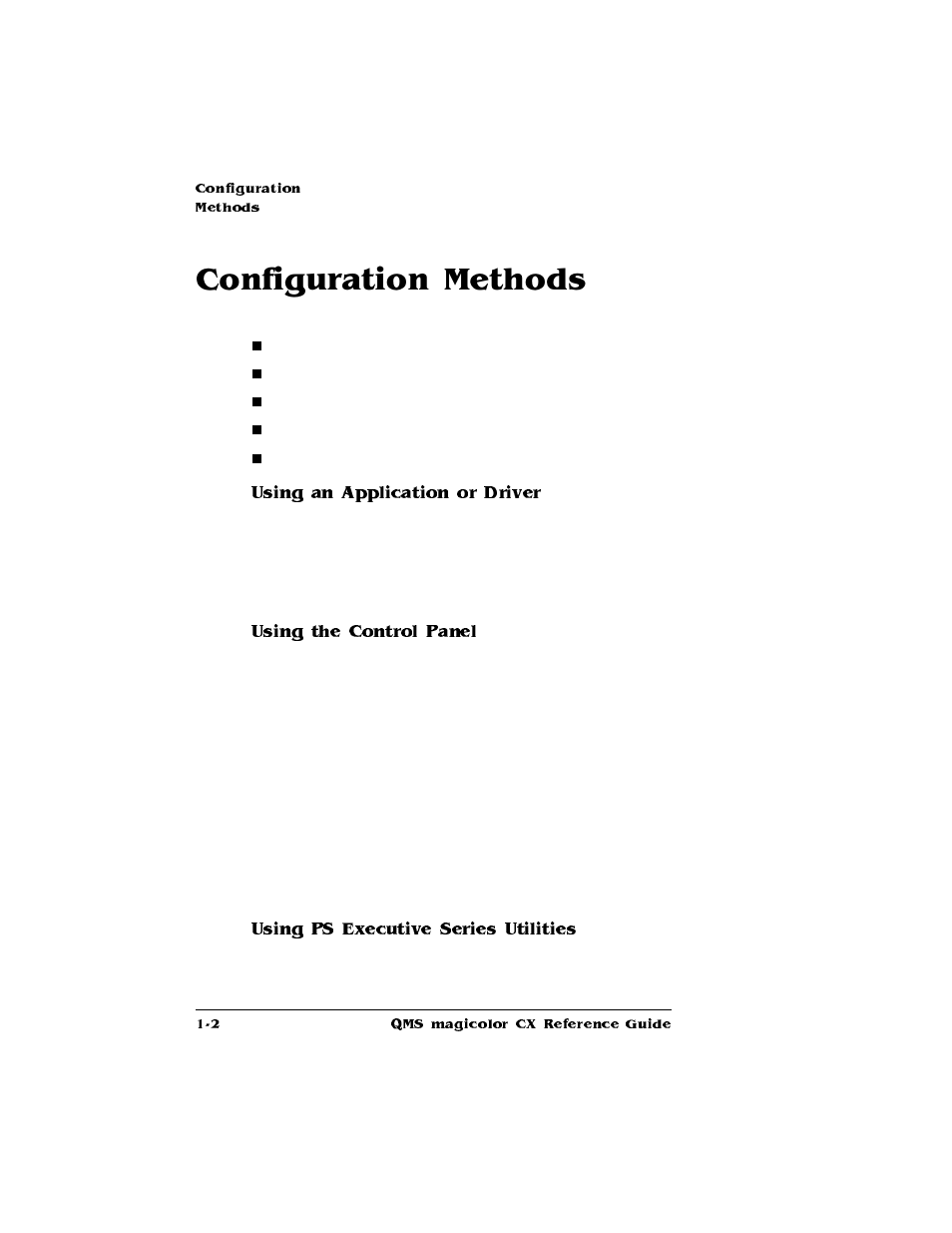 Configuration methods | Konica Minolta QMS magicolor CX Reference User Manual | Page 10 / 202