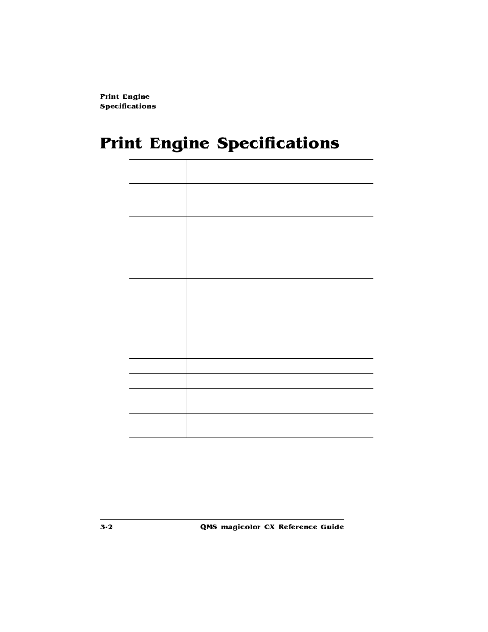 Print engine specifications | Konica Minolta QMS magicolor CX Reference User Manual | Page 136 / 202