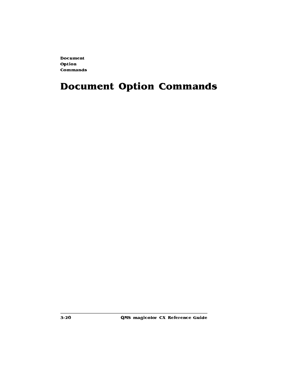 Document option commands | Konica Minolta QMS magicolor CX Reference User Manual | Page 154 / 202
