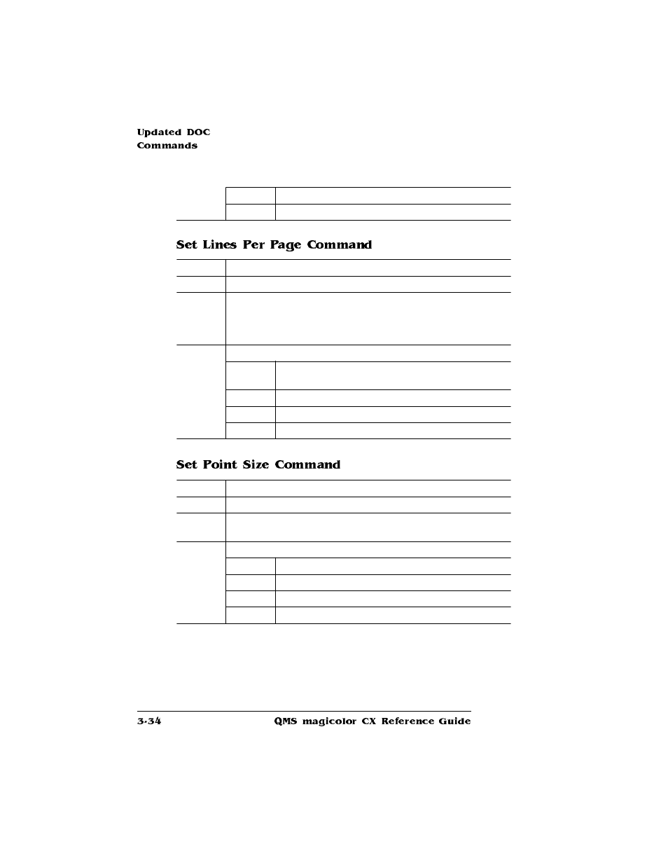 Set lines per page command set point size command | Konica Minolta QMS magicolor CX Reference User Manual | Page 168 / 202