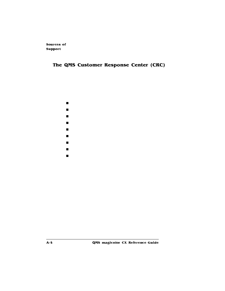 The qms customer response center (crc) | Konica Minolta QMS magicolor CX Reference User Manual | Page 176 / 202