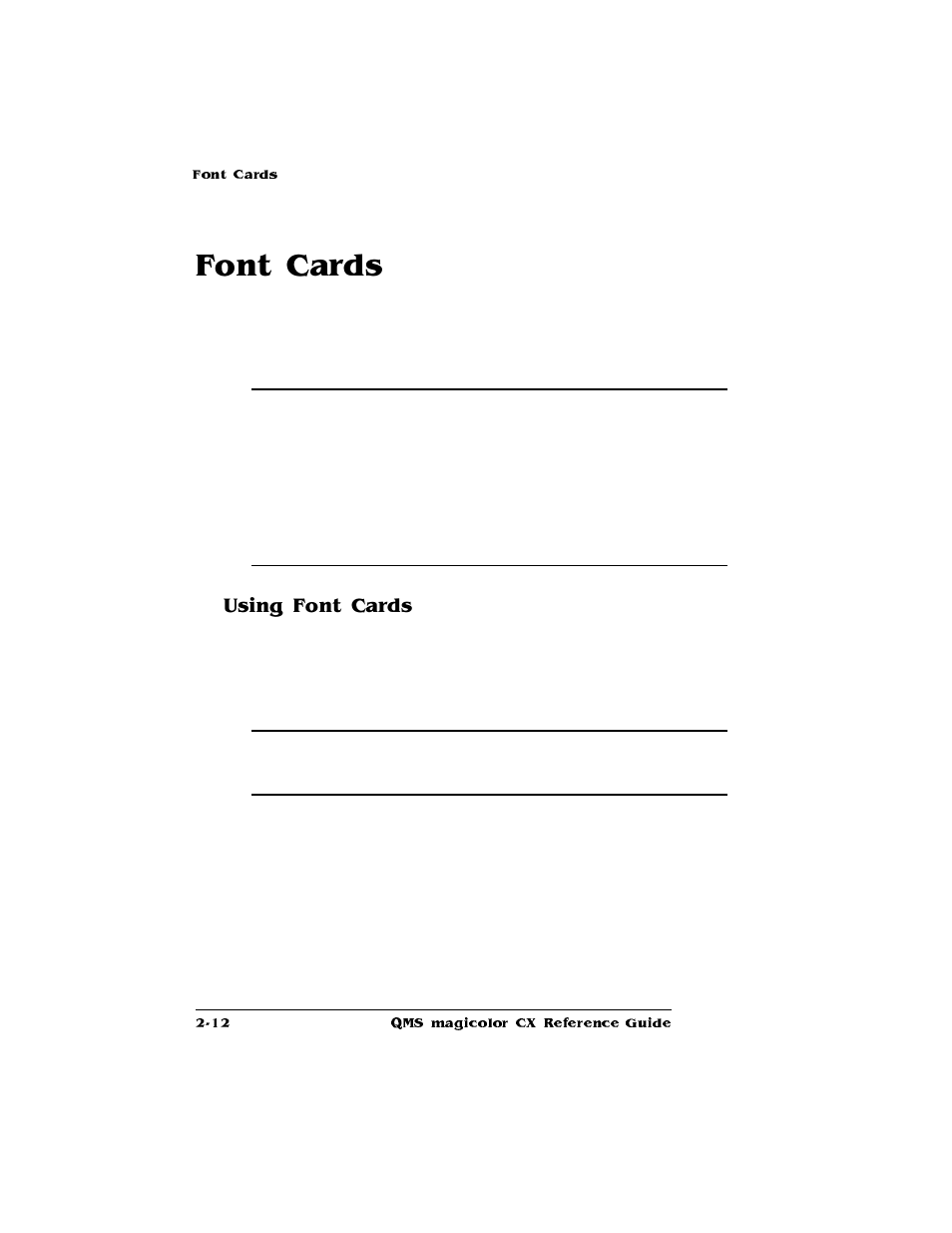 Font cards, Using font cards | Konica Minolta QMS magicolor CX Reference User Manual | Page 86 / 202