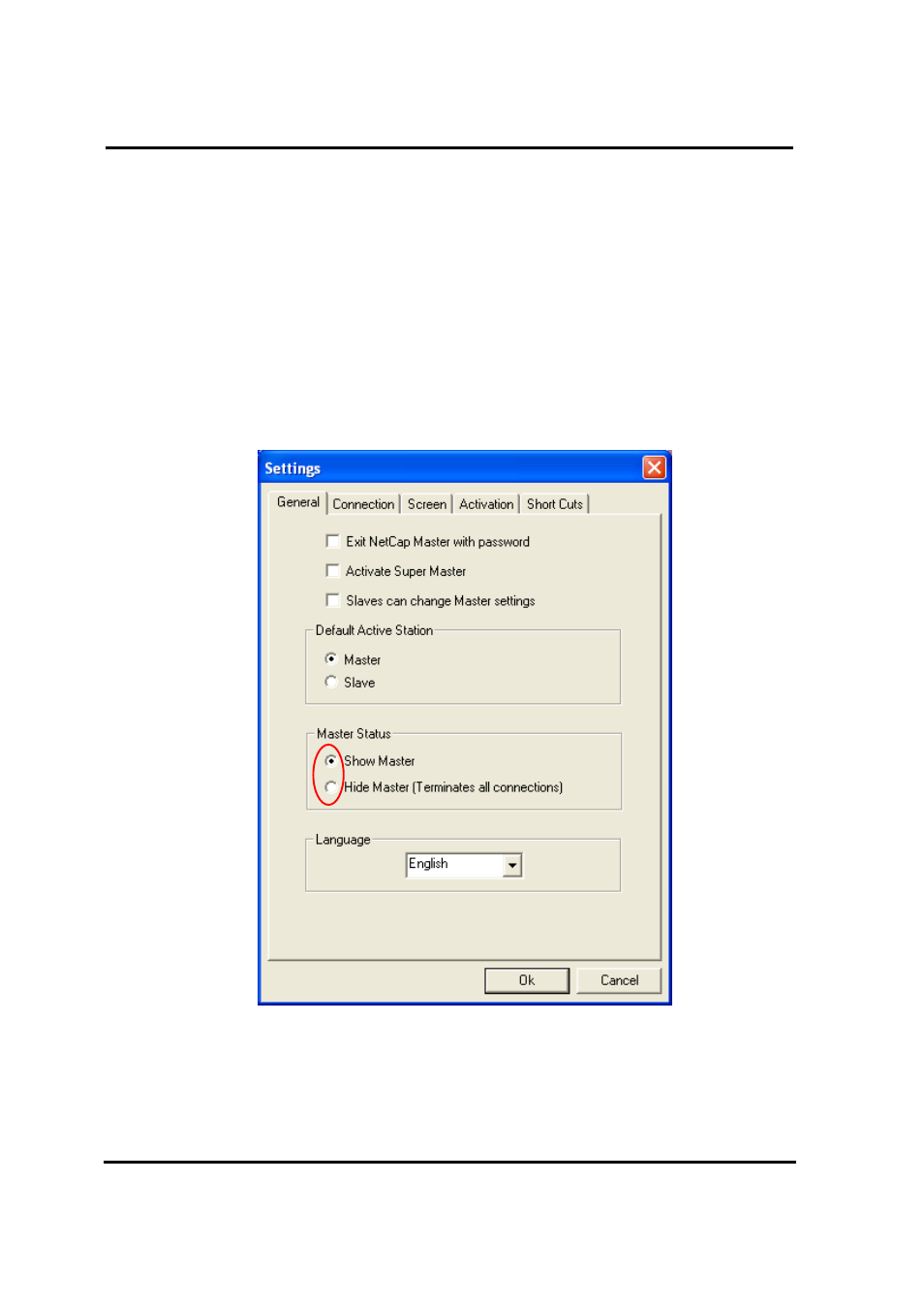 Master status, Language | ADS-TEC Net Cap User Manual | Page 31 / 80