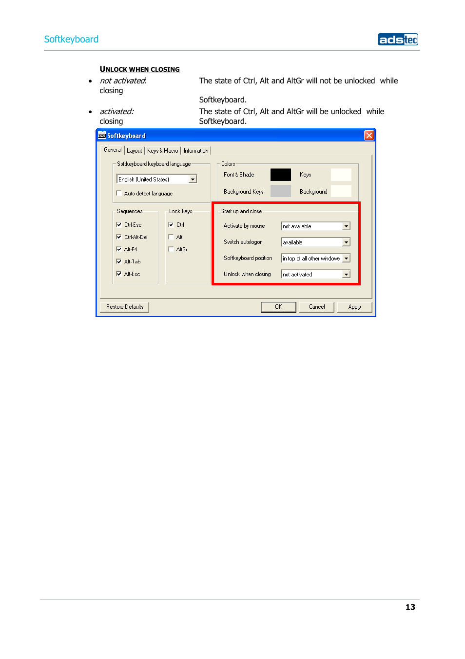 Softkeyboard | ADS-TEC Softkeyboard User Manual | Page 13 / 41
