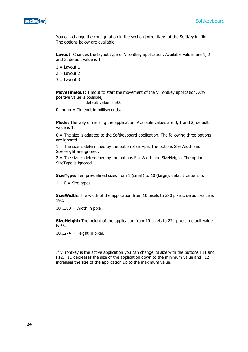 Softkeyboard | ADS-TEC Softkeyboard User Manual | Page 24 / 41