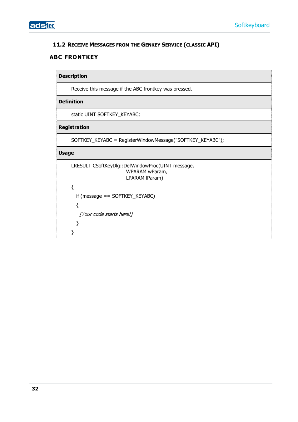 Softkeyboard | ADS-TEC Softkeyboard User Manual | Page 32 / 41