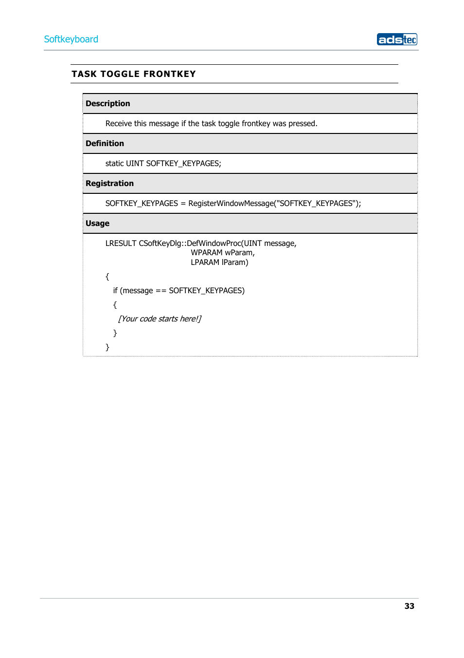 Softkeyboard | ADS-TEC Softkeyboard User Manual | Page 33 / 41