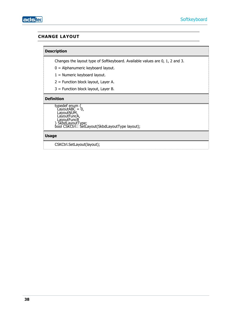 Softkeyboard | ADS-TEC Softkeyboard User Manual | Page 38 / 41