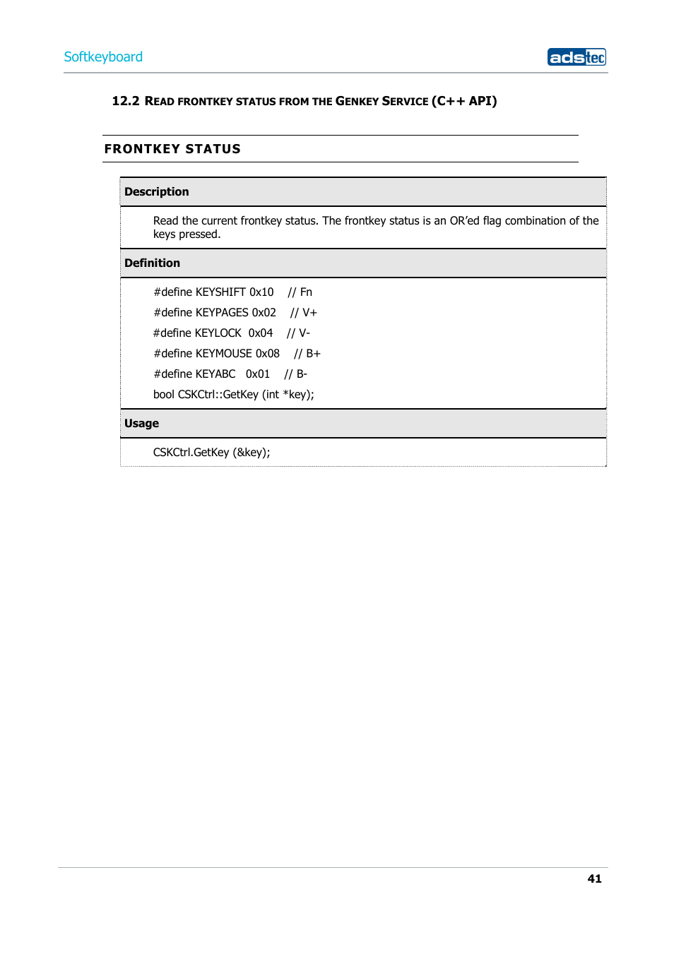 Softkeyboard | ADS-TEC Softkeyboard User Manual | Page 41 / 41