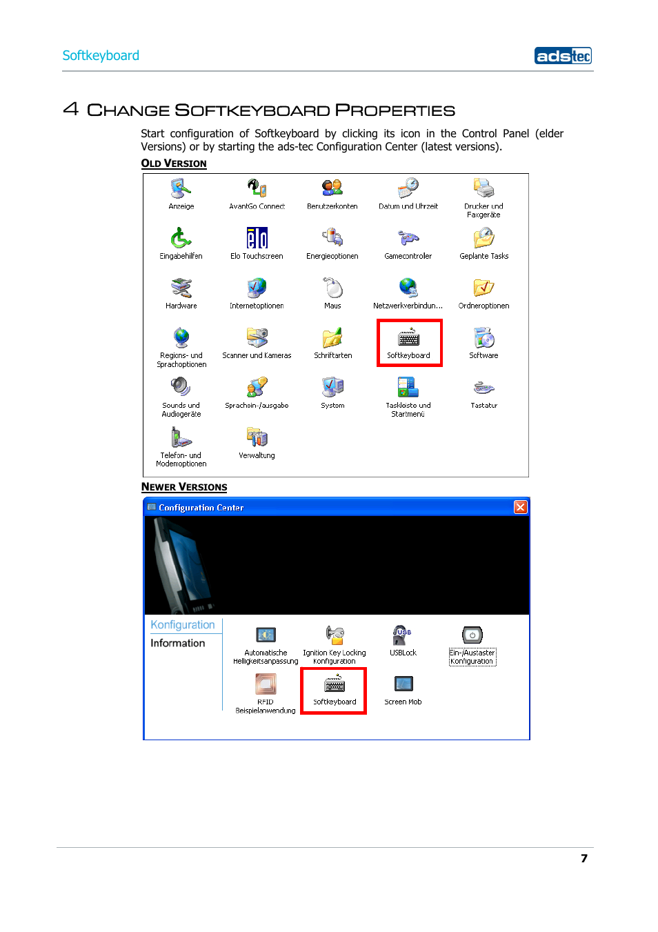 4 change softkeyboard properties | ADS-TEC Softkeyboard User Manual | Page 7 / 41