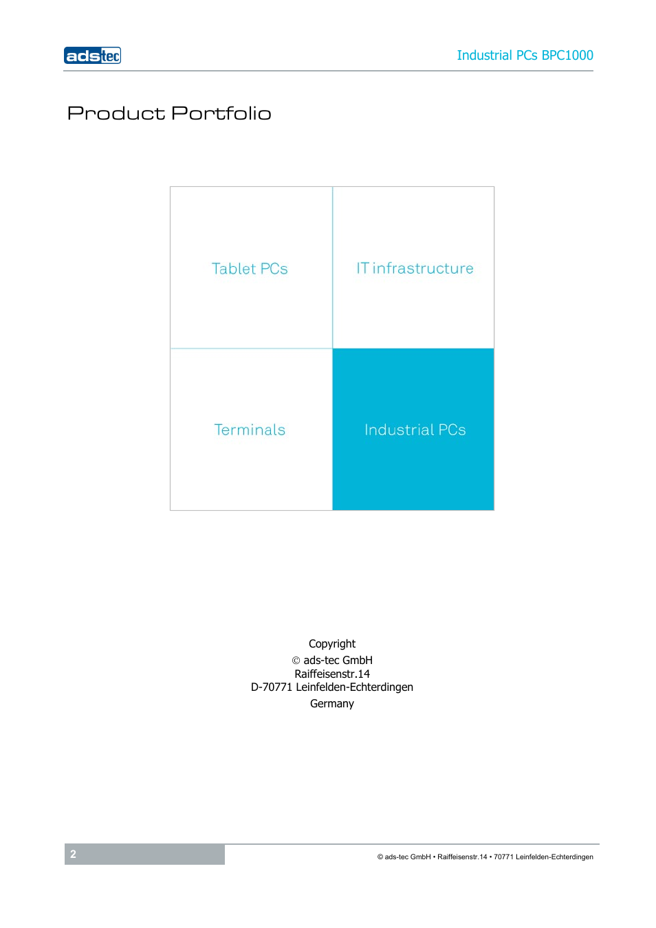 Product portfolio | ADS-TEC BPC1000 User Manual | Page 2 / 24