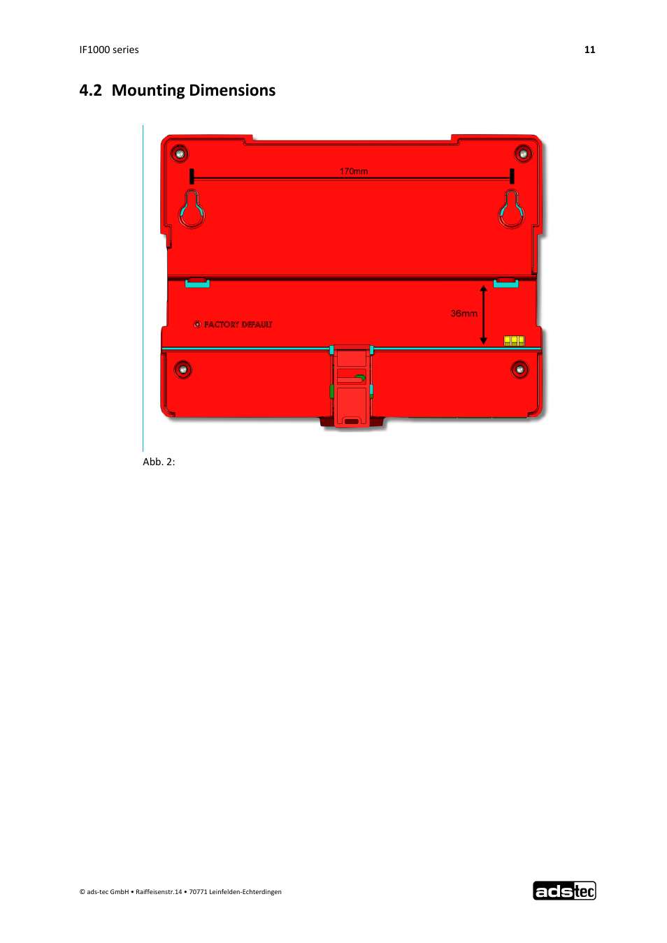 2 mounting dimensions | ADS-TEC IF1000 User Manual | Page 12 / 46