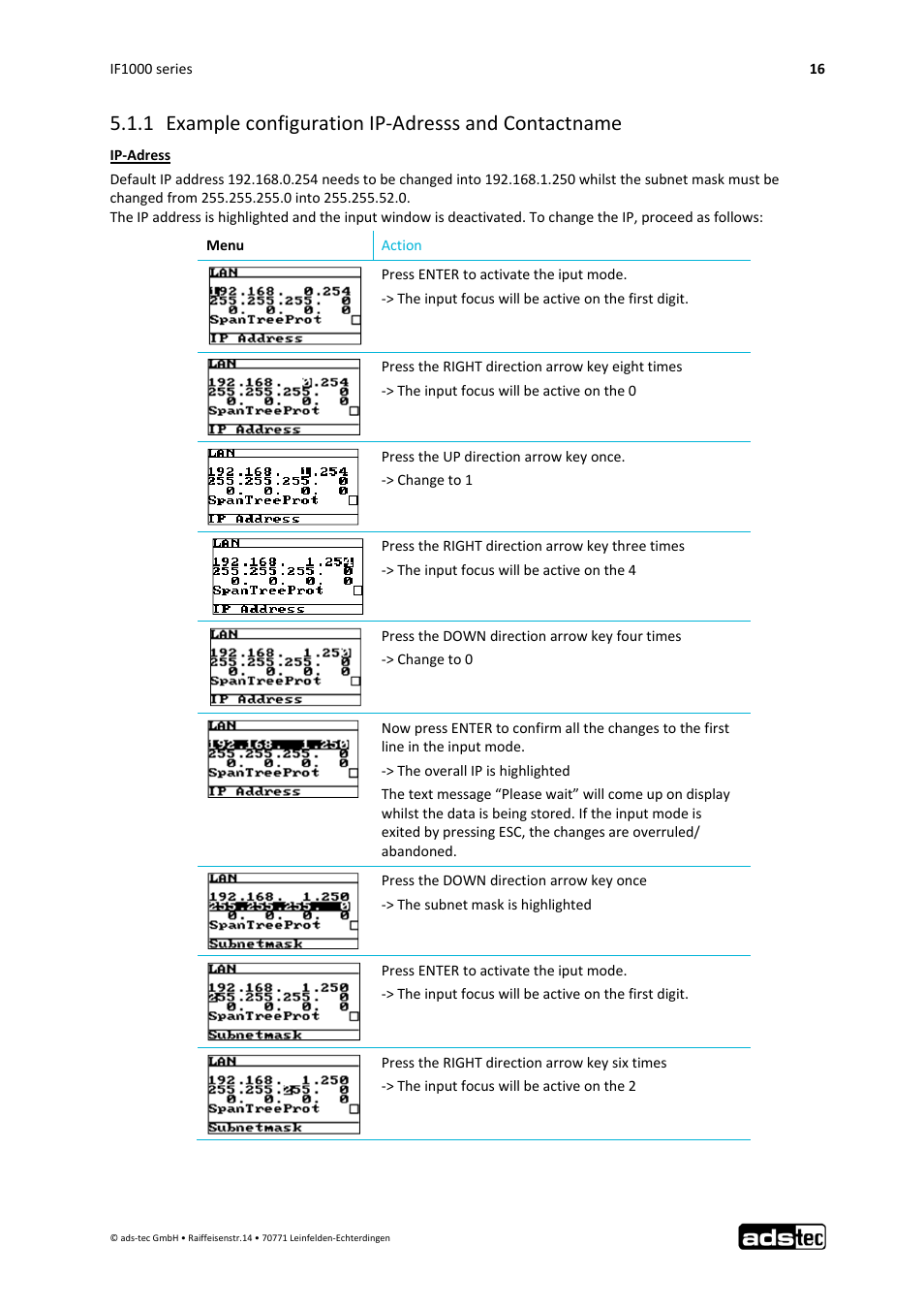 1 example configuration ip‐adresss and contactname | ADS-TEC IF1000 User Manual | Page 17 / 46