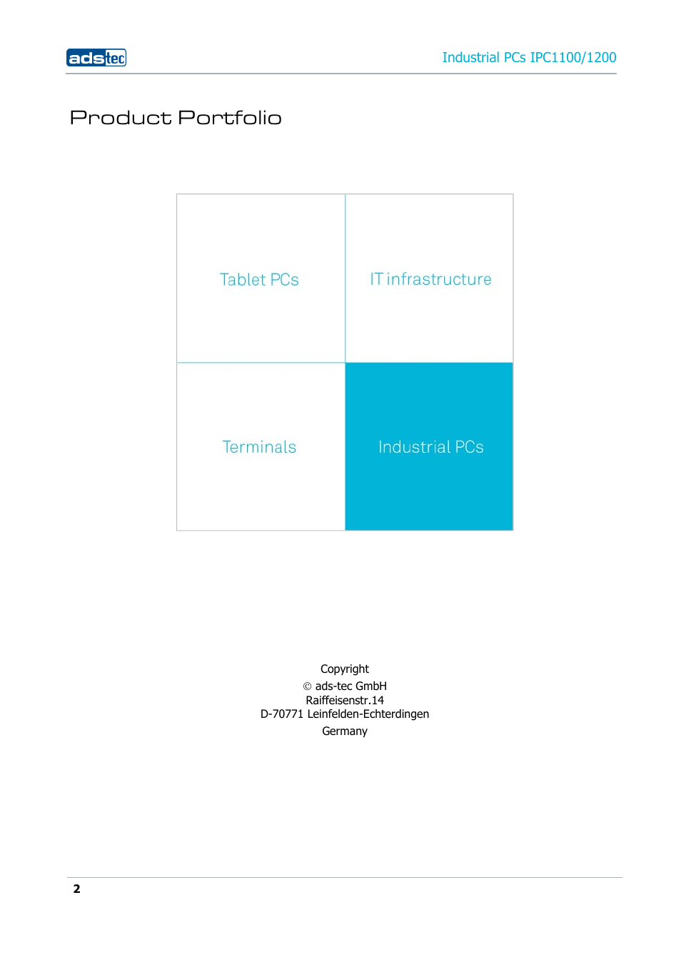 Product portfolio | ADS-TEC IPC1100/1200 User Manual | Page 2 / 28