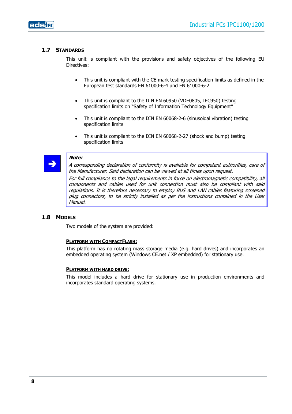 7 standards, 8 models | ADS-TEC IPC1100/1200 User Manual | Page 8 / 28