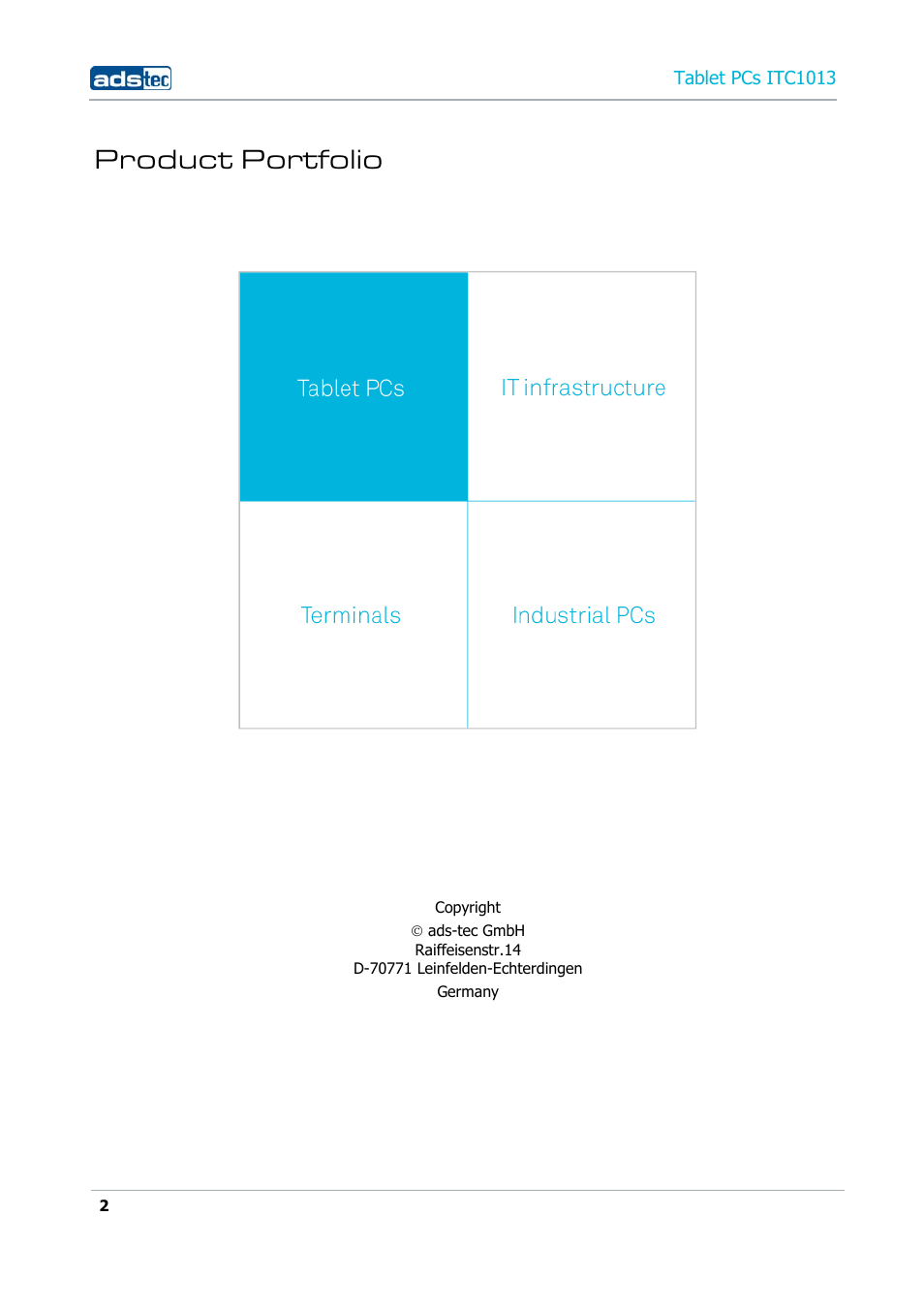 Product portfolio | ADS-TEC ITC1013 User Manual | Page 2 / 69