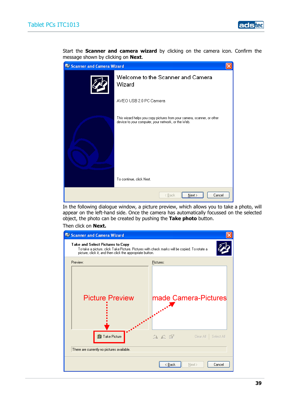 Tablet pcs itc1013 | ADS-TEC ITC1013 User Manual | Page 39 / 69