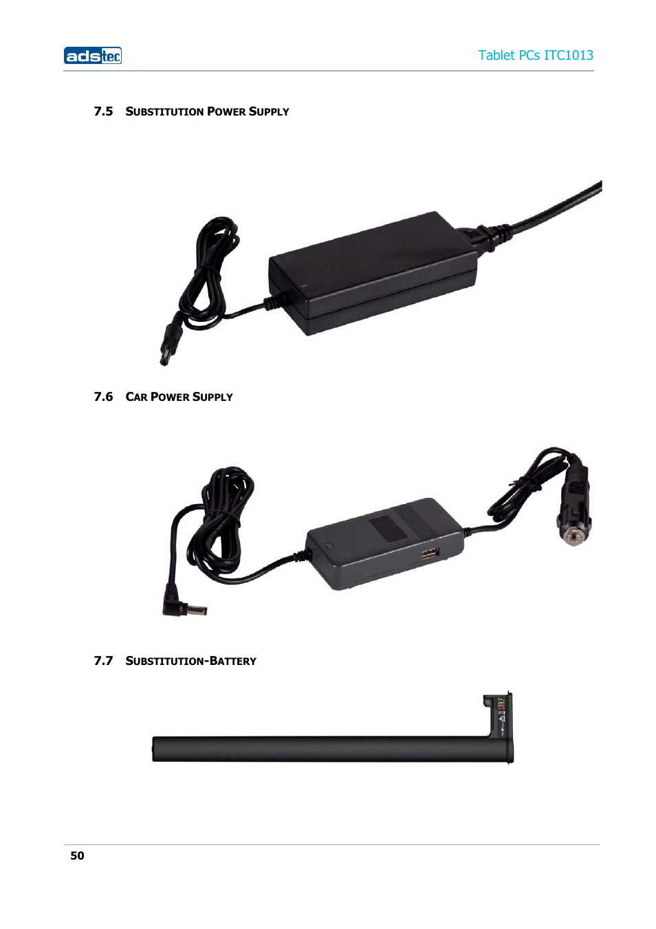 5 substitution power supply, 6 car power supply, 7 substitution-battery | ADS-TEC ITC1013 User Manual | Page 50 / 69