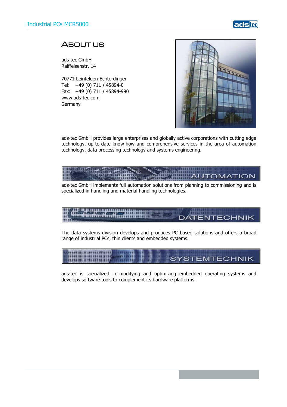 About us, Bout us | ADS-TEC MCR5000 User Manual | Page 5 / 40