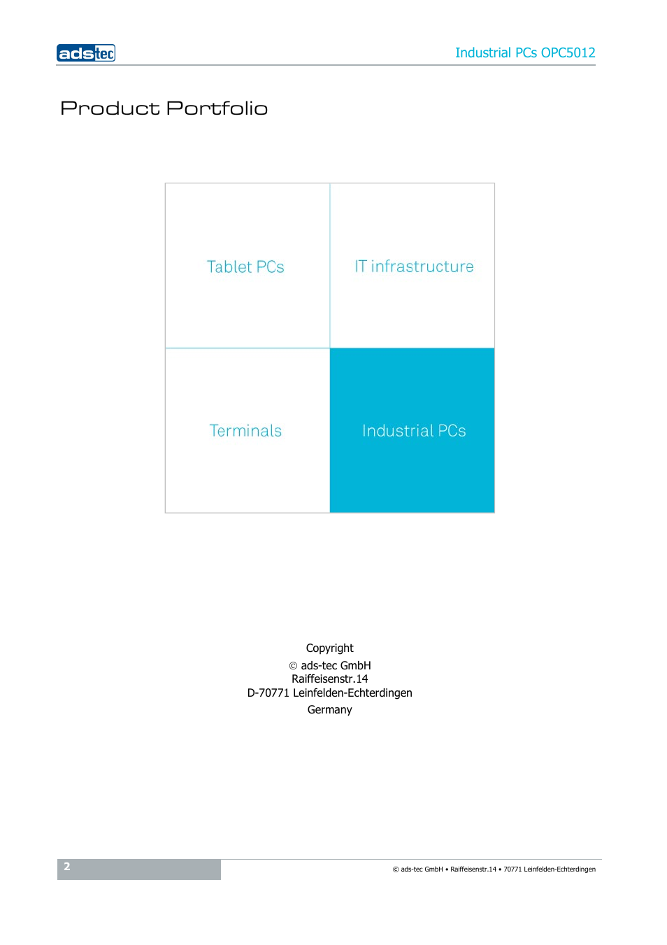 Product portfolio | ADS-TEC OPC5012 User Manual | Page 2 / 25